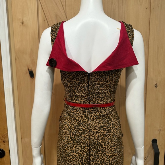 Bettie Page By Tatyana Leopard Print Pinup Dress Sz XS NWT! Wiggle Dress Vintage - Picture 7 of 16